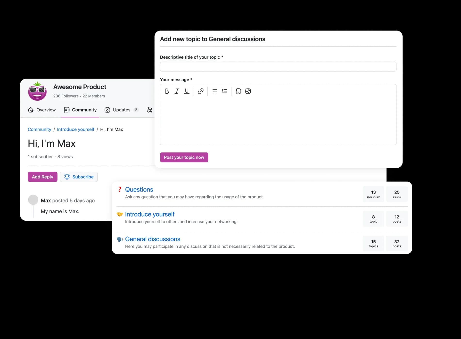 overview of community tool features