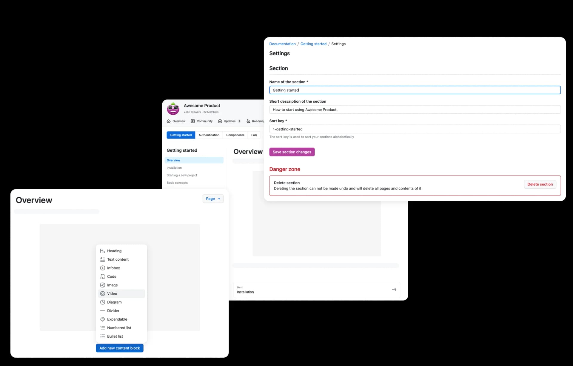 overview of documentation tool features