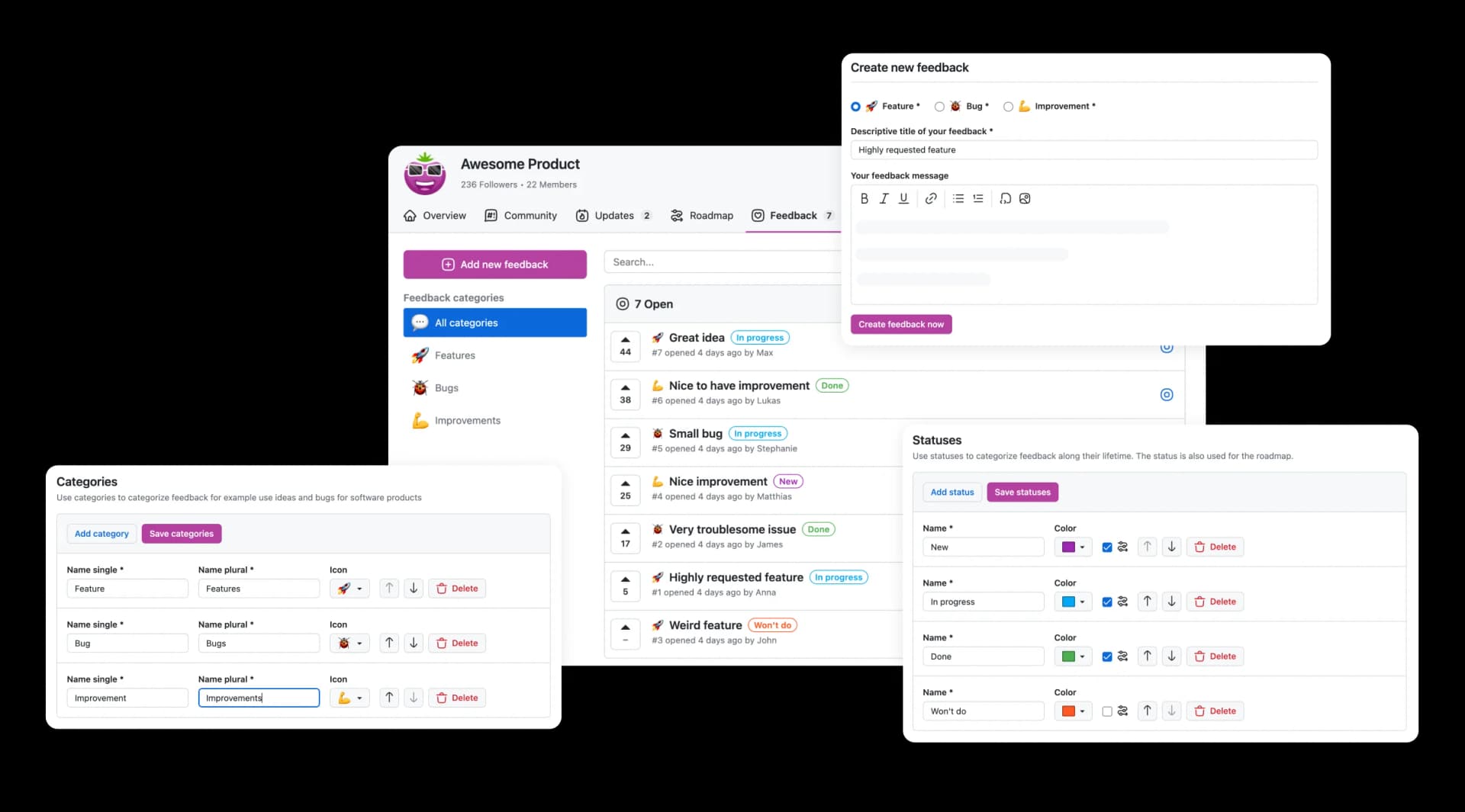 overview of feedback tool features